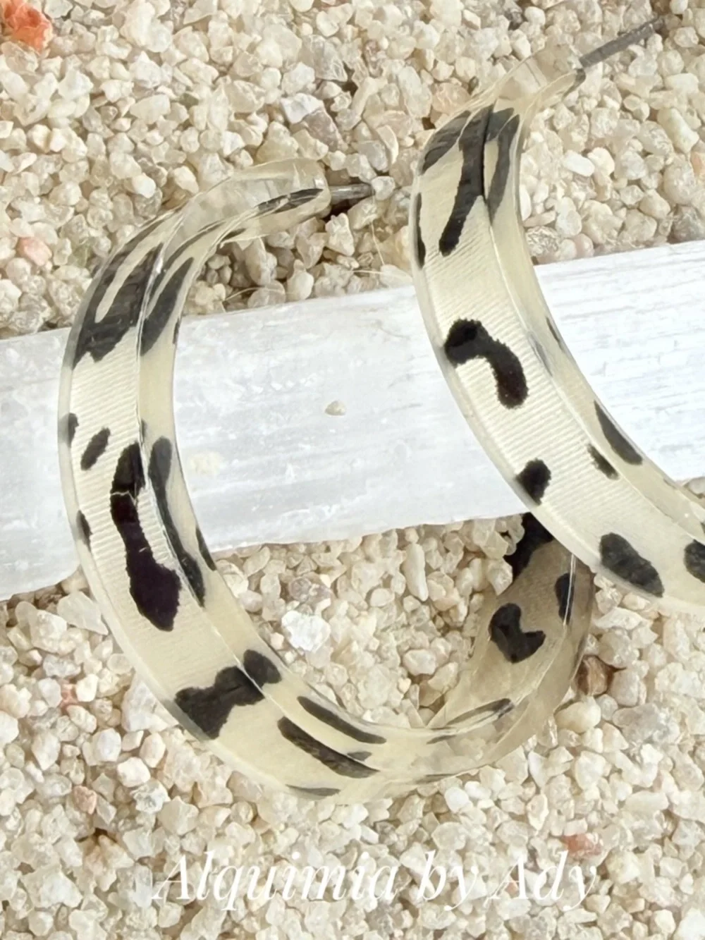 ACRYLIC Clear Hoops with Black Leopard Spots
